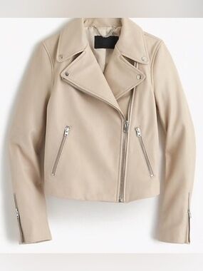 J. Crew Collection Leather Moto Jacket in Moraccan Sand with Silver Hardware